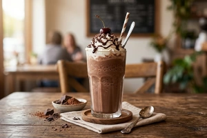 Delicioso batido de chocolate cremoso y refrescante