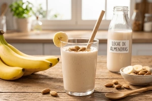Batido cremoso de plátano con leche de almendras