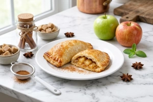 Empanadas de manzana doradas y crujientes recién horneadas