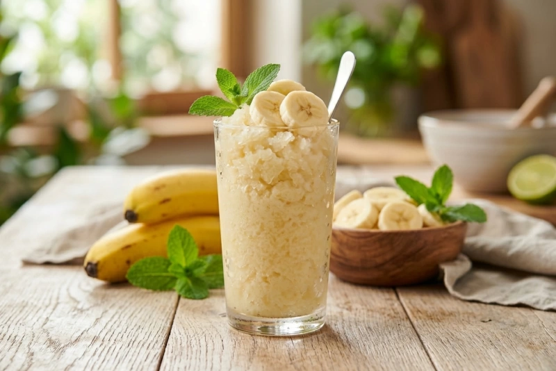 Delicioso granizado de plátano refrescante y fácil de hacer
