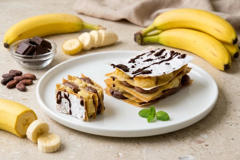 Milhojas de plátano y chocolate con capas irresistibles