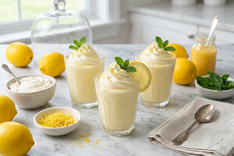 Delicioso mousse de limón cremoso y refrescante