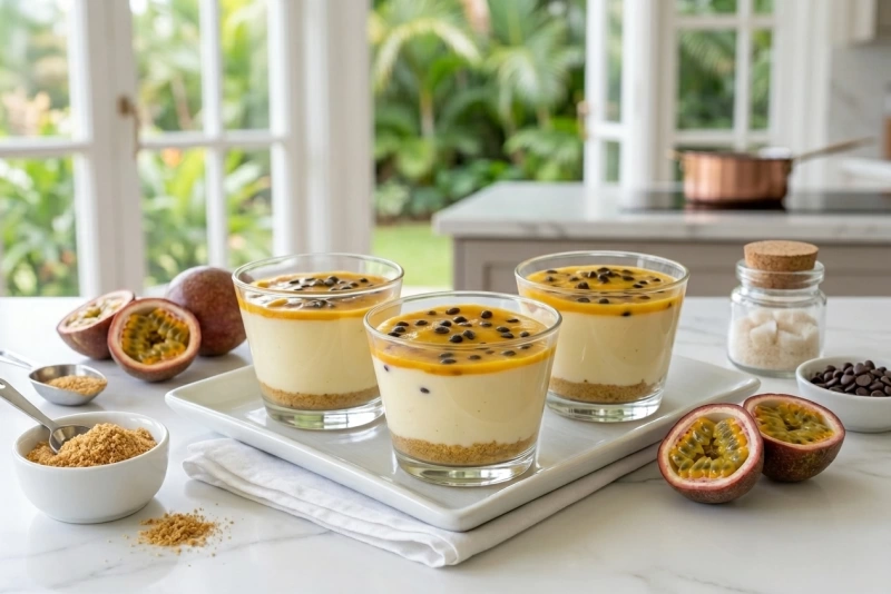 Deliciosa mousse de maracuyá cremosa y refrescante