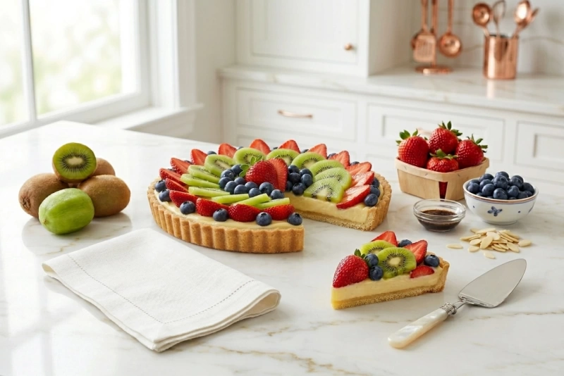 Deliciosa tarta de frutas frescas y coloridas