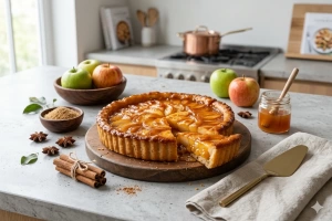Deliciosa tarta de manzana casera recién horneada