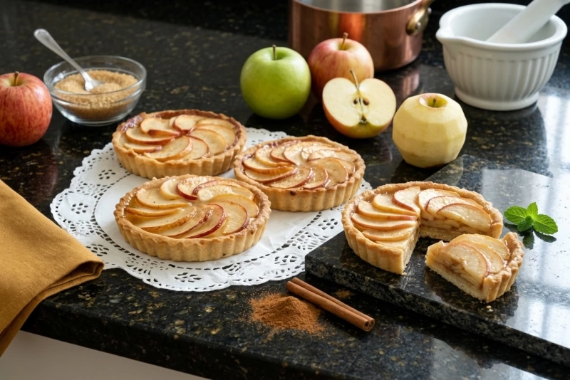 Deliciosas tartaletas de manzana con toque dorado y crujiente