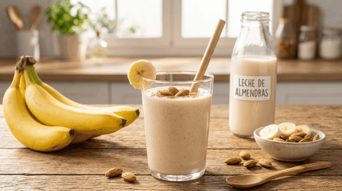 Batido de plátano con leche de almendras