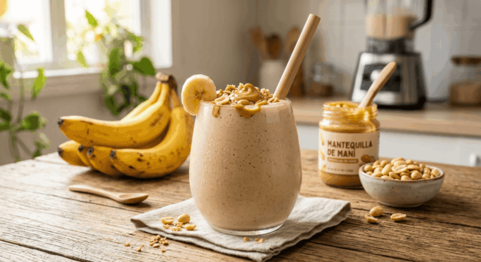 Batido de plátano con mantequilla de maní