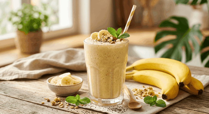 Batido de plátano cremoso y saludable